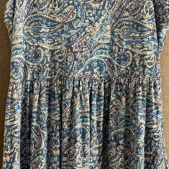 💥 Long blue paisley knit coverup dress sz Small - Picture 4 of 9